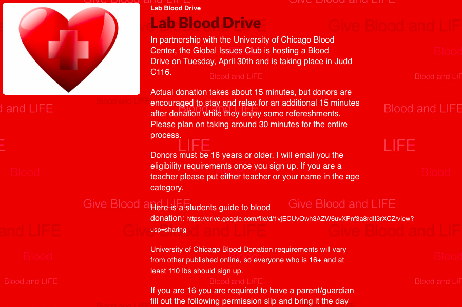 Global Issues Club hosts blood drive