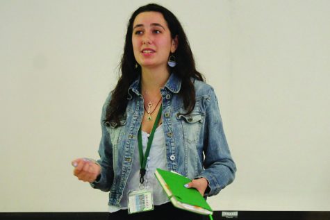 GO YOUR OWN WAY. Natalie Glick gives a presentation on May 29 to the Class of 2020 about her gap year in Brazil. Traveling with Global Citizen Year, an organization that helps young adults plan international gap years, Ms. Glick spent seven months working with young children while being immersed in Brazilian culture. She urged students to consider the option of delaying college for travel, an experience she said rebuilt her confidence after years of basing her self-worth on grades. For Ms. Glick, the people she met, along with the cultural nuances she learned to navigate, made her gap year a memorable one. 
