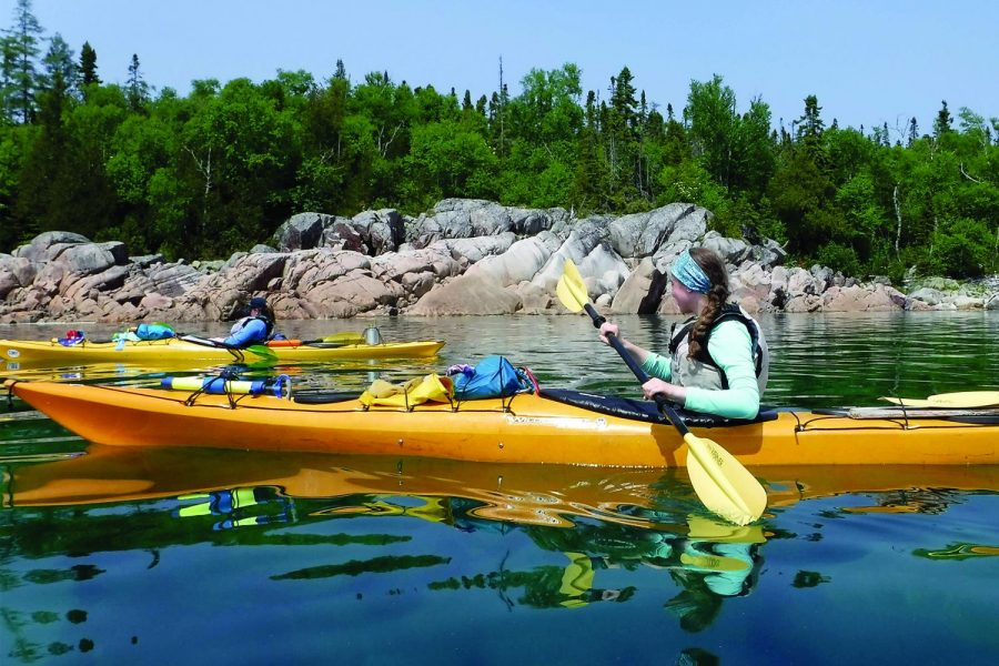 KAYAKING KAUFMAN. Junior Izzy Kaufman-Sites kayaks on Lake Superior on her 25-day sea kayaking trip this summer. The trip was through YMCA Camp Manito-Wish and she traveled 310 miles in Ontario from Agawa Bay to Silver Inlet. 