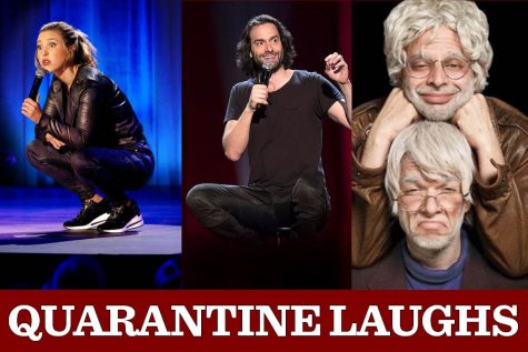 Taylor Tomlinson, left, Chris DElia, middle, Nick Kroll and John Mulaney, right, all released their comedy specials on Netflix.