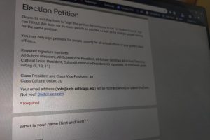 The Student Council petition, usually on paper, is being completed using Google Forms this year.