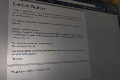 The Student Council petition, usually on paper, is being completed using Google Forms this year.