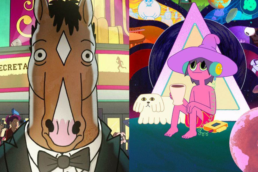 Bojack Horseman, left, and Midnight Gospel, right, are odd but strangely contemplative Netflix shows.