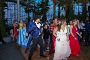 Students on dance floor at prom 2019.