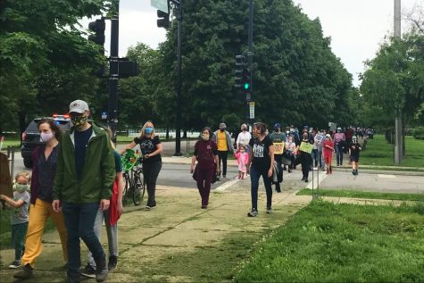 Approximately 150 Lab community members protested police brutality at Midway Plaisance June 1. 