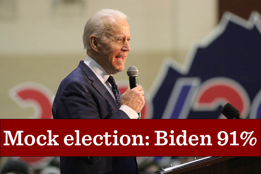 Former Vice President Joe Biden speaks at a rally in Norfolk, Virginia, at Booker T. Washington High School on March 1. 