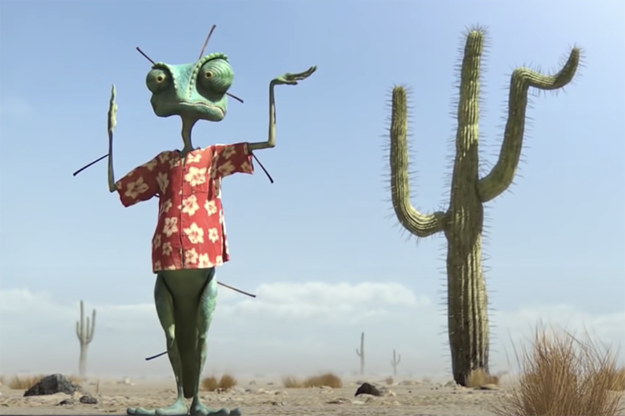 "Rango" follows the story of a chameleon voiced by Johnny Depp. Once a house pet, Rango finds himself stranded in the desert and finds his way to a town named Dirt.