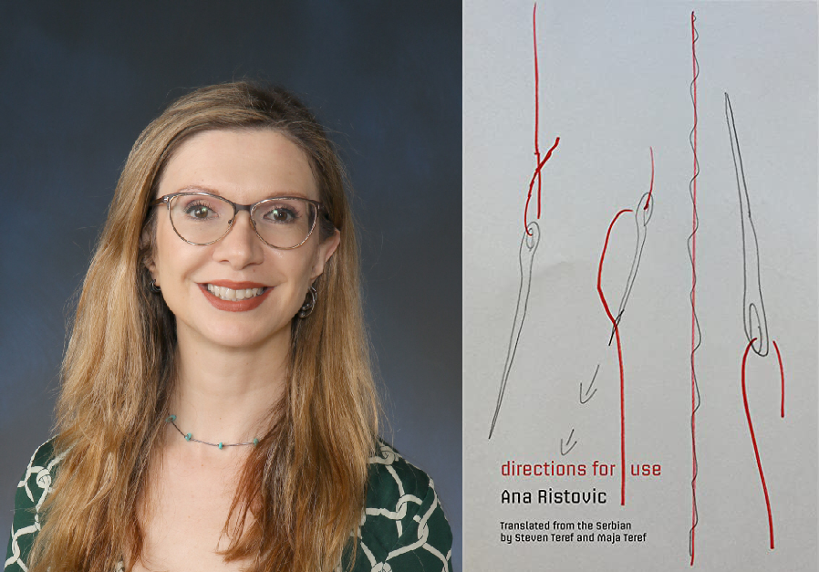 English teacher and literary translator Maja Teref, pictured alongside Directions for Use, a published collection of her translations, is working to share her life-long passion for literary translation with Lab students.