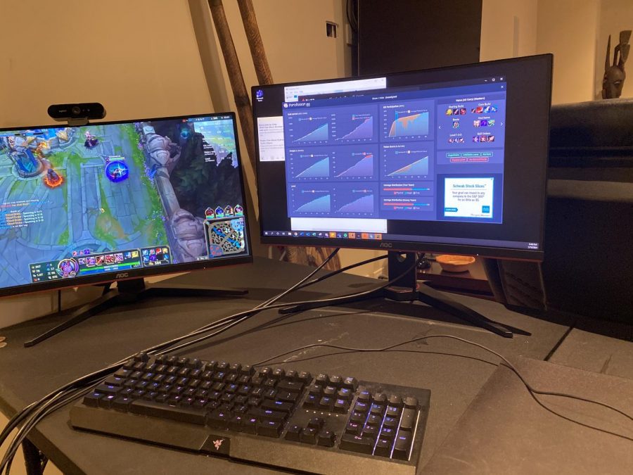Online game League of Legends is set up on junior Brandon Bosquettes computers. The esports team recently competed in the first tournament.