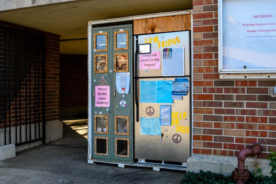 Hyde Parks Love Fridge is located at the Augustana Lutheran Church on 55th and Woodlawn. The fridge is available 24 hours a day, seven days a week for drop-offs and pick-ups.