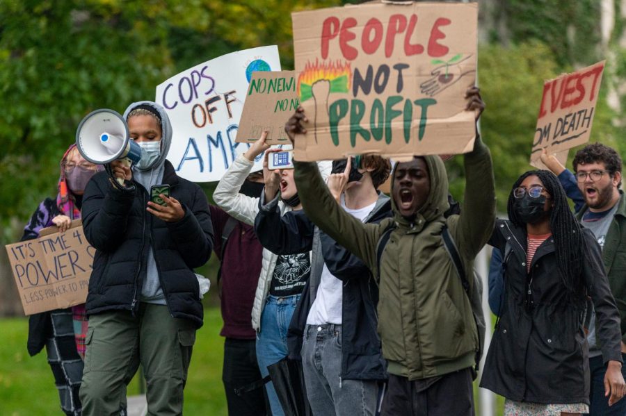The protestors call for reform in the University of Chicago, specifically more ethnic studies classes, a shift towards a more non-profit model, and the removal of the university’s private police force. Photo by Andrew Burke-Stevenson.