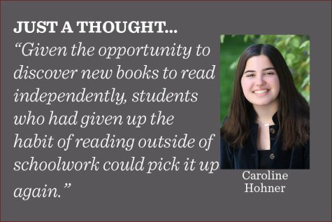 A semiweekly advisory period should be implemented into the curriculum for students to read independently during the school day, writes features editor Caroline Hohner.