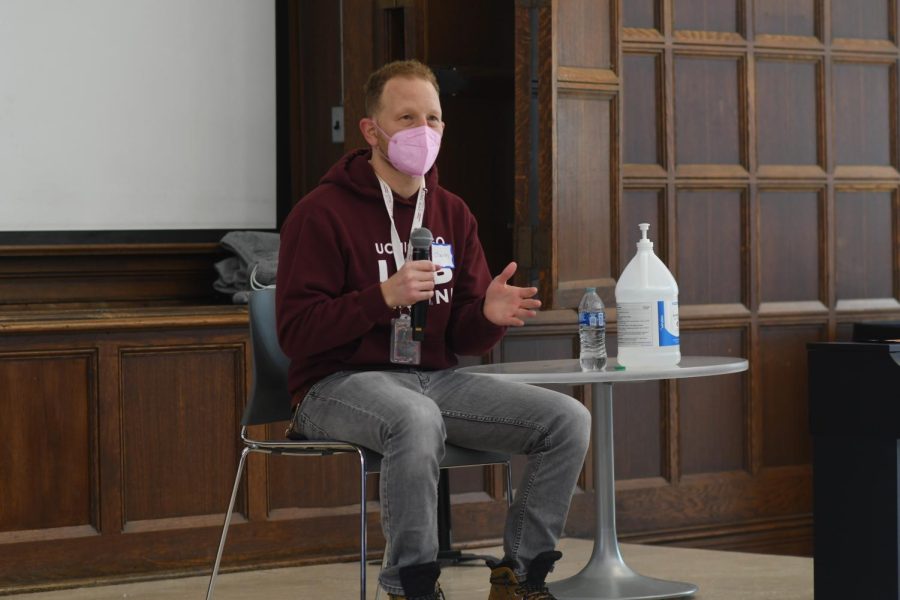 During a Maroon Mentor Series lunch event Feb. 15, U-High graduate Chase Chavin discussed his academic career and work-life.