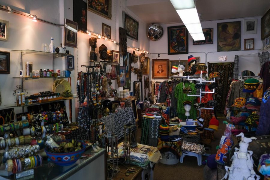 The store sells a wide assortment of items, ranging from art, apparel, jewelry, and soaps.
