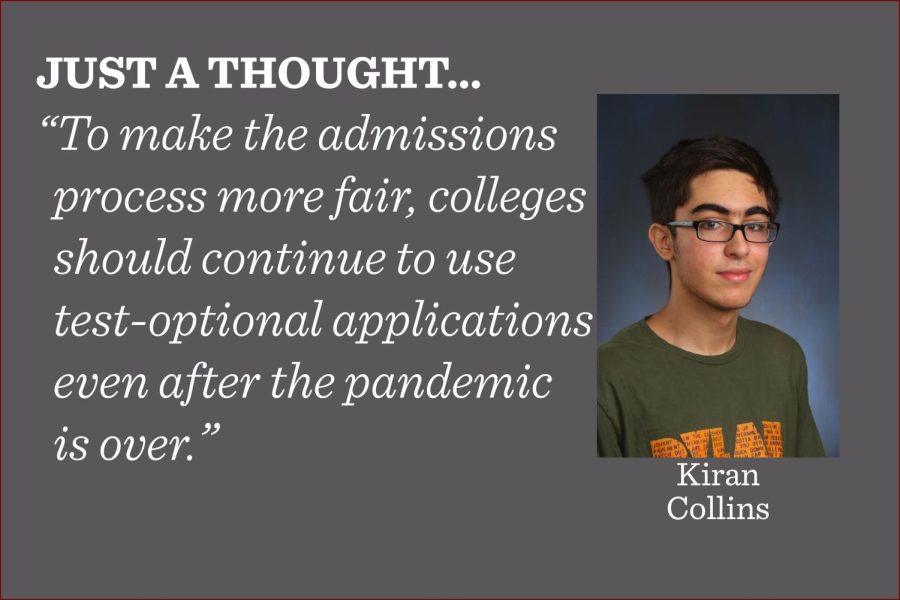 Testing optional makes the college admissions process more fair and balances out the different skills of students, argues reporter Kiran Collins