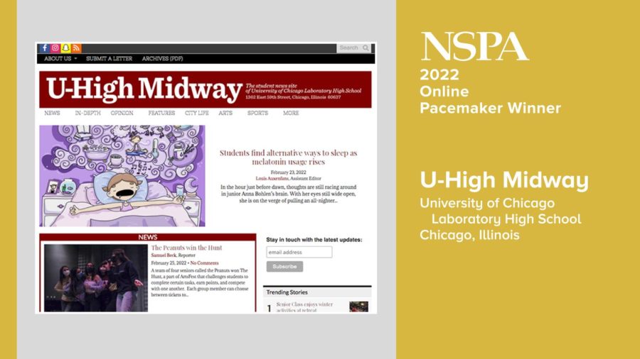 The U-High Midway was recognized as a 2022 Online Pacemaker Winner for its website. 