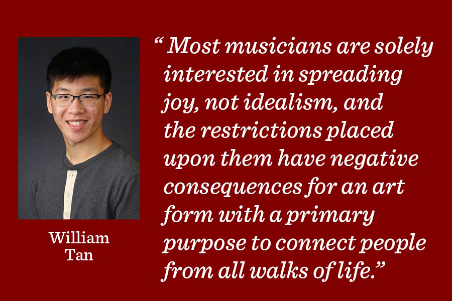 Musicians should not be silenced despite their apparent patriotism, argues assistant editor William Tan. 