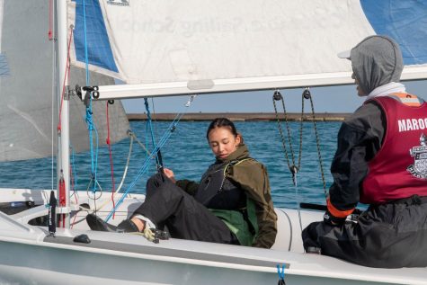 Lydia Frost practices during the spring season. Lydia and her teammates participated in the National Pacific Coast Interscholastic Sailing Association All Girls Invitational in San Diego on Oct. 15-16.