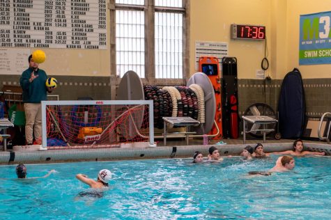 Students participate in one of the first water polo club practices at Sunny Pool.
