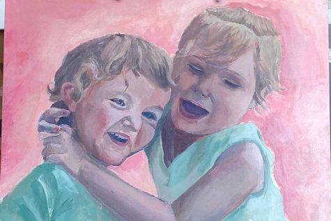 ARTISTIC ENDEAVORS. Painted by Isadora Glick, this work shows two children — herself and a childhood friend.