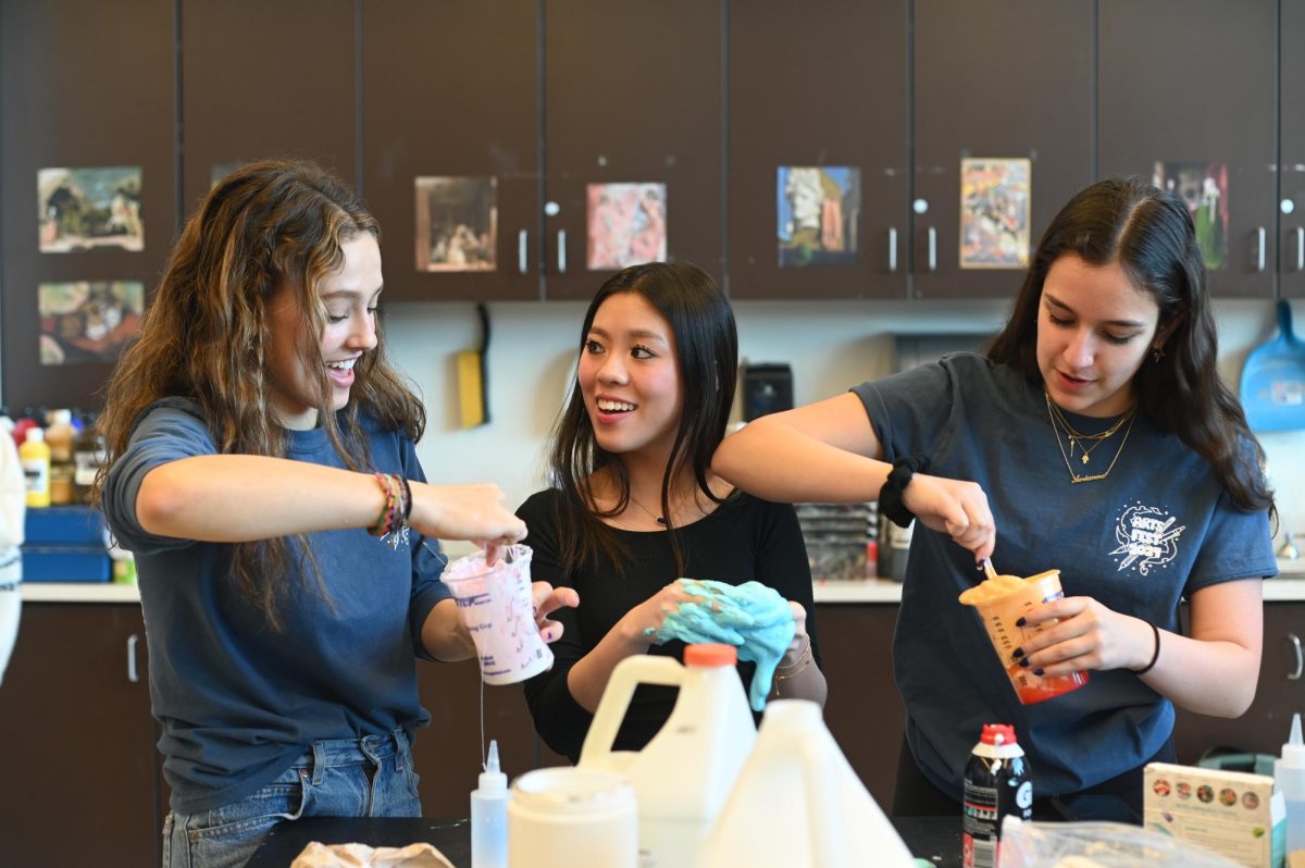Juniors Orly Eggener, Charlotte Satalic and Aerianna Rai-Marchant work together in a workshop dedicated to creating slime using various materials. “It was incredibly nostalgic because it had been years since I last made slime,” Charlotte said. “It was exciting to have the opportunity to engage in something I hadn’t done in a long time, especially in the company of my friends.”
