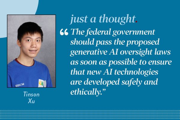 Reporter Tinson Xu argues that the federal government should pass the proposed generative AI oversight laws to ensure public safety.  