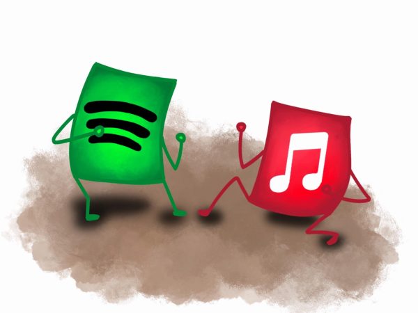 The popular music listening platforms, Spotify and Apple Music, remain debated over as to which is the superior choice. They both have their own benefits, students said.