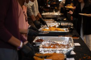 From the fan-favorite dishes of mac and cheese and fried chicken to cornbread and candied yams, different traditional African American foods lined the long table on one side of C116. BSA catered the mac and cheese and collard greens from Lab’s food vendor, HandCut Foods, and the rest was catered from Harold’s Chicken.