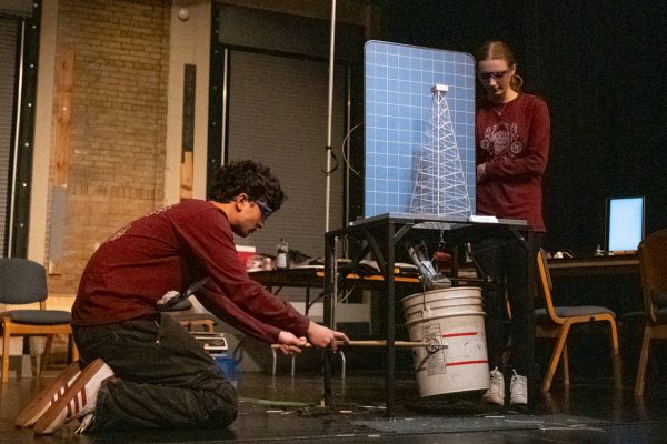 Junior Varsity Science Olympiad team members Ronen Malani and Tal Neiman compete at the Nov. 17 Marquette Invitational, where they placed 11th. The varsity team placed third.