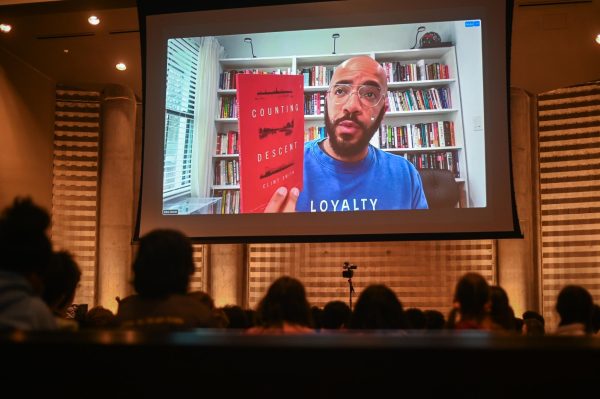 Author and poet Clint Smith discusses “Counting Descent," a book of his which students in English 9 read, live on Zoom in the Ken Griffin Auditorium March 5.