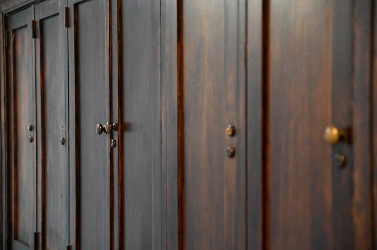 Original lockers from Belfield Hall before it was remodeled