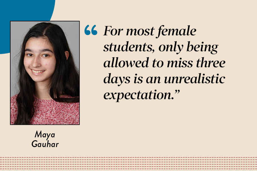 Assistant Section Editor Maya Gauhar argues that school P.E. swimming absences unfairly penalize female-identifying students and should be standardized to allow for fair excused absences. 