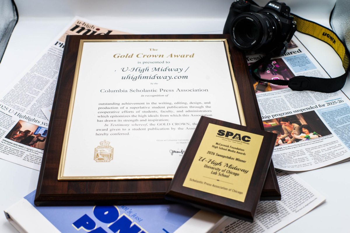 Many U-High Student Journalists received awards commending their work  from the Scholastic Press Association of Chicago and from the Columbia Scholastic Press Association at Columbia University. The U-High Midway itself also received a high-tier gold crown award for the 29th time.