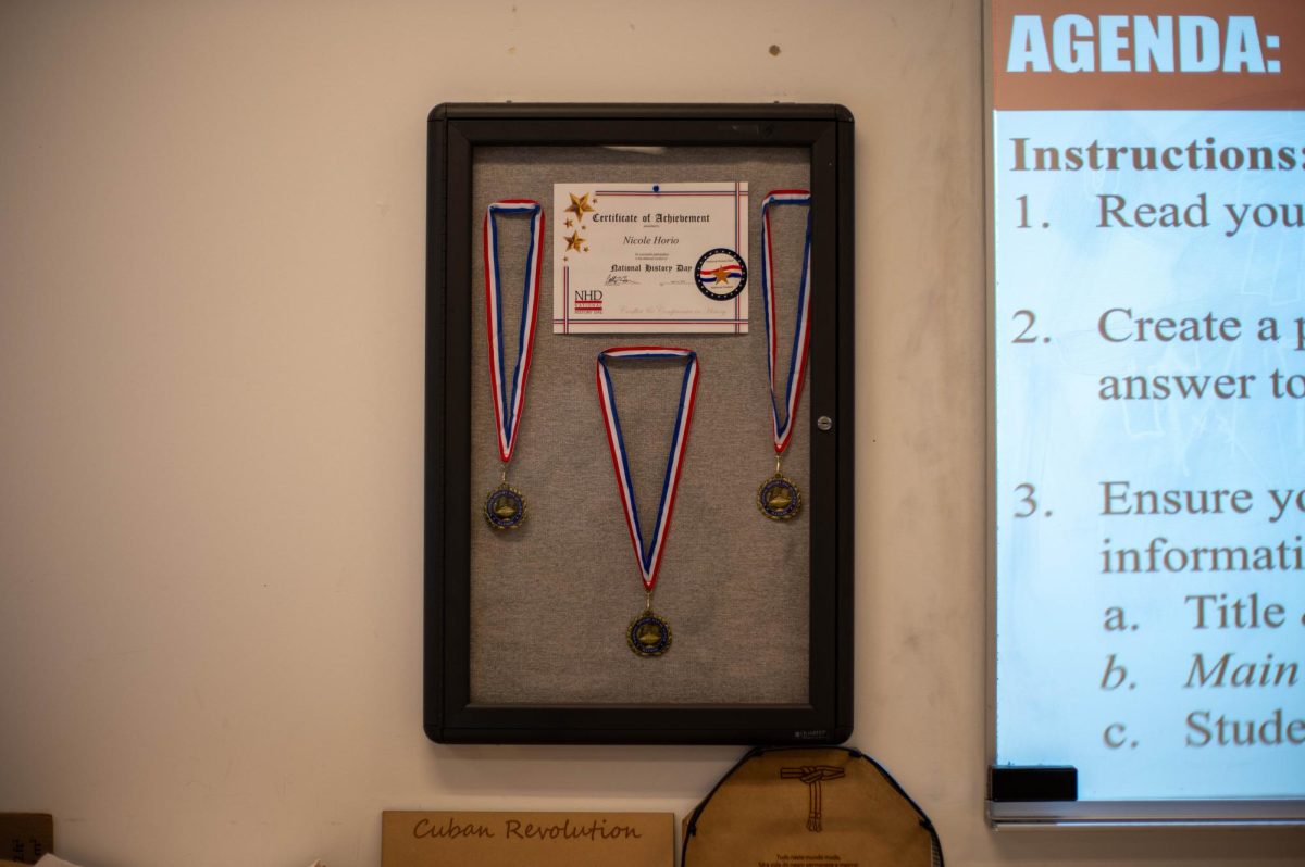 National History Day awards earned by former AT US students can be found in room C121. This year, six more AT US groups will advance to nationals.