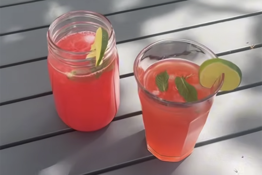 Midway reporter Reed Francez made watermelon and strawberry agua frescas. 
